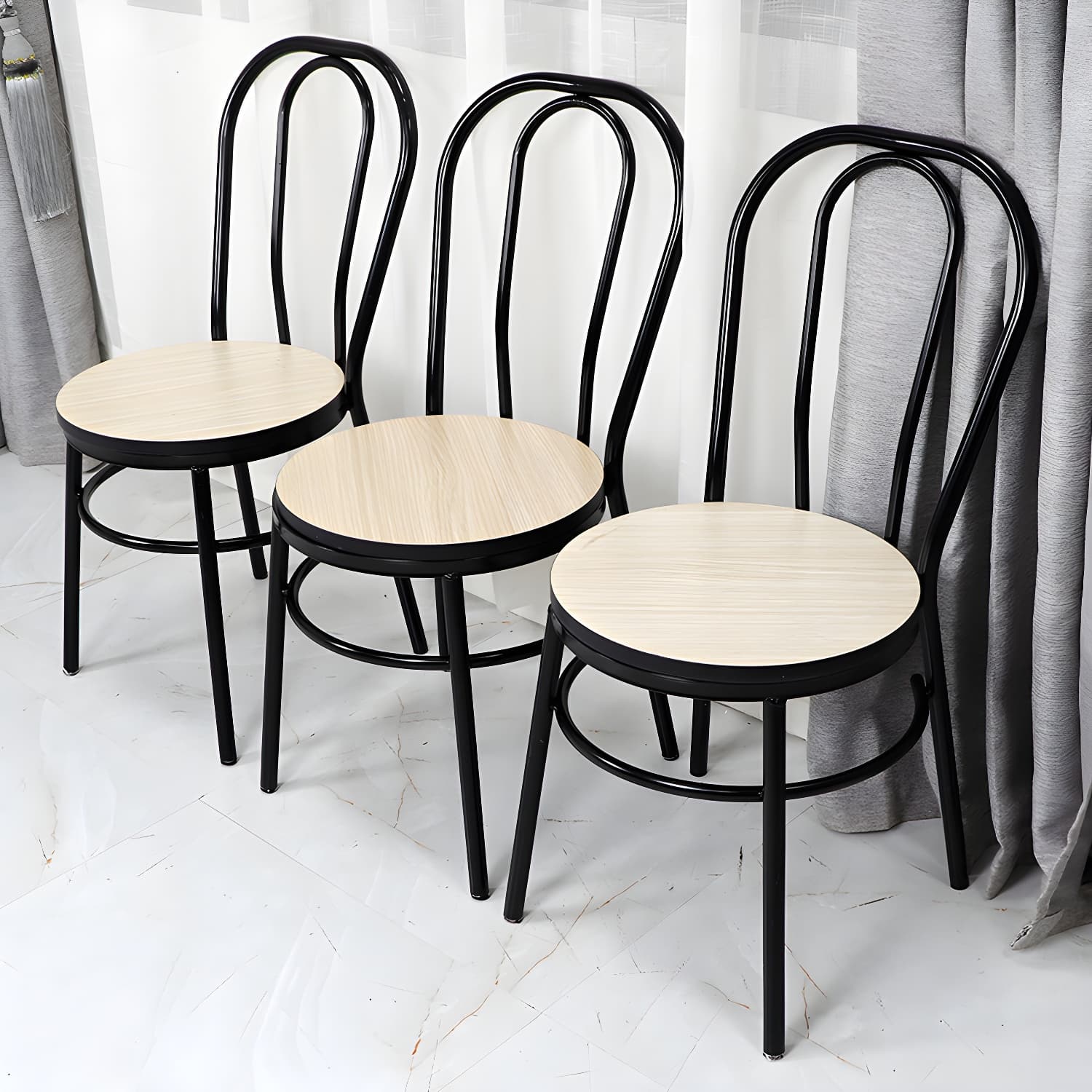 Contemporary Metal Dining Room Chairs Open Back Dining Armless Chair for Home Use - image 11