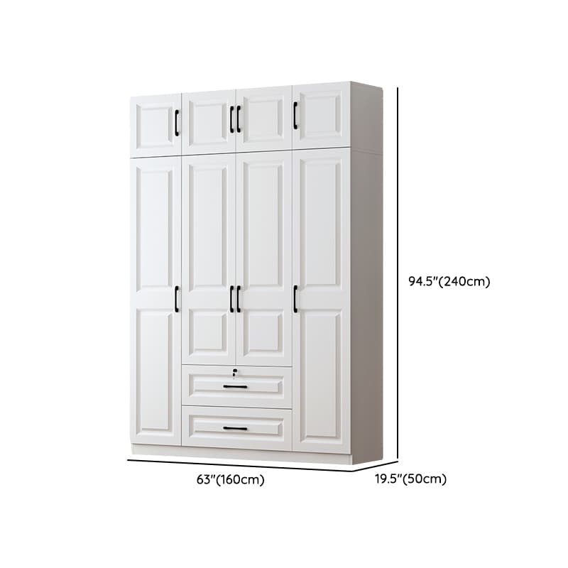 Sleek White Nordic Wooden Detached Almirah with Soft Close Drawers, Doors, and Clothing Rod - image 20