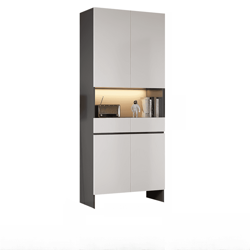 Trendy Rectangle Accent Cabinet with Hutch, Changeable Shelf, Groove Handles, Multi-Color Top, and Soft Close Drawer