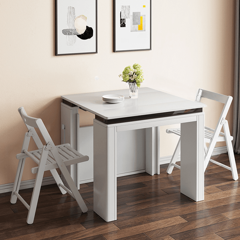 Trendy Rectangular Dining Table Set with Four Legs, Versatile 9-piece/7 Pieces/5 Piece Set, Chalk/Tan/Unfinished Colors - image 3