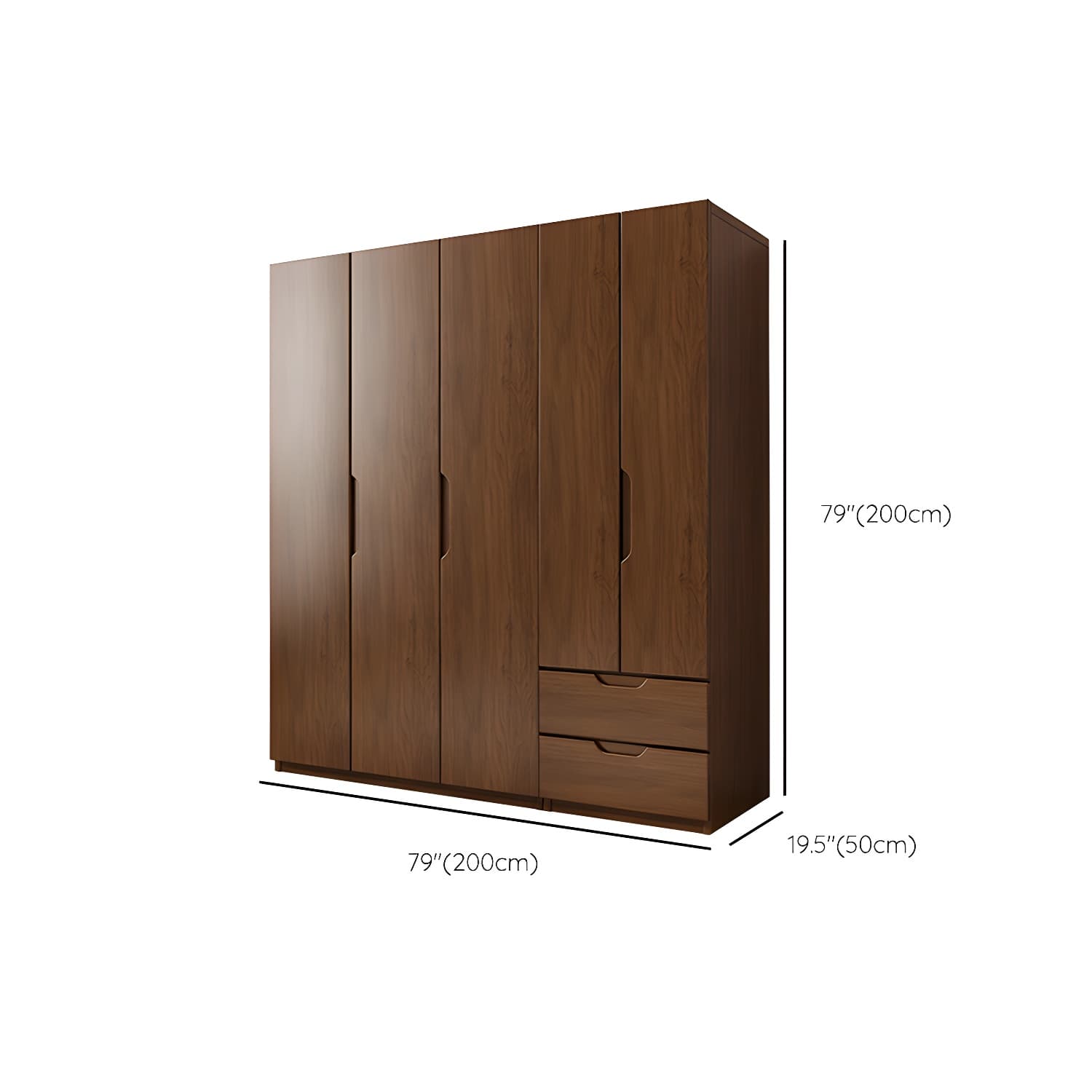 Contemporary Oak Solid Wood Wardrobe Freestanding Multifunctional Wardrobe - image 21