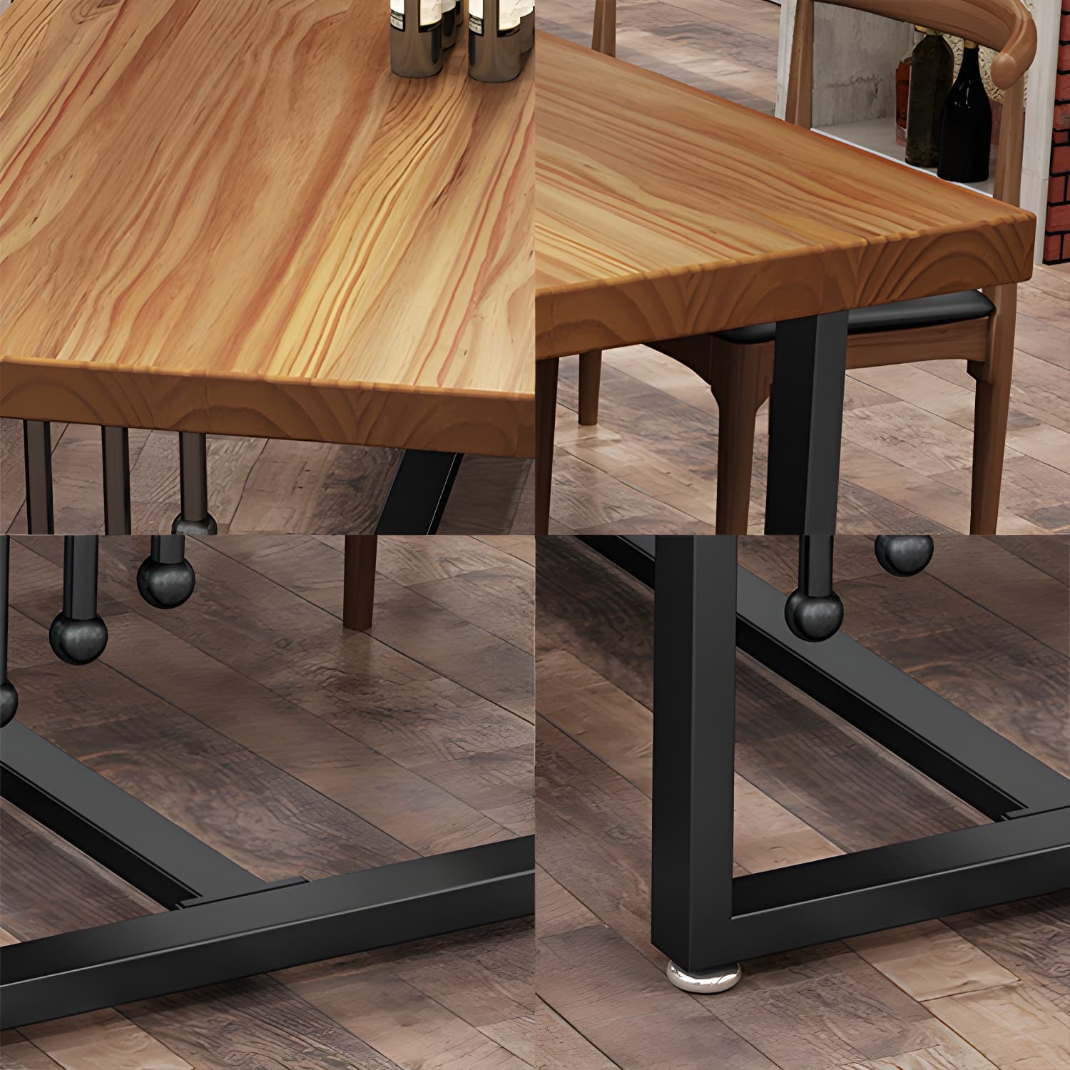 Pine Solid Wood Dining Table Rectangle Dining Table with Trestle Base - image 8