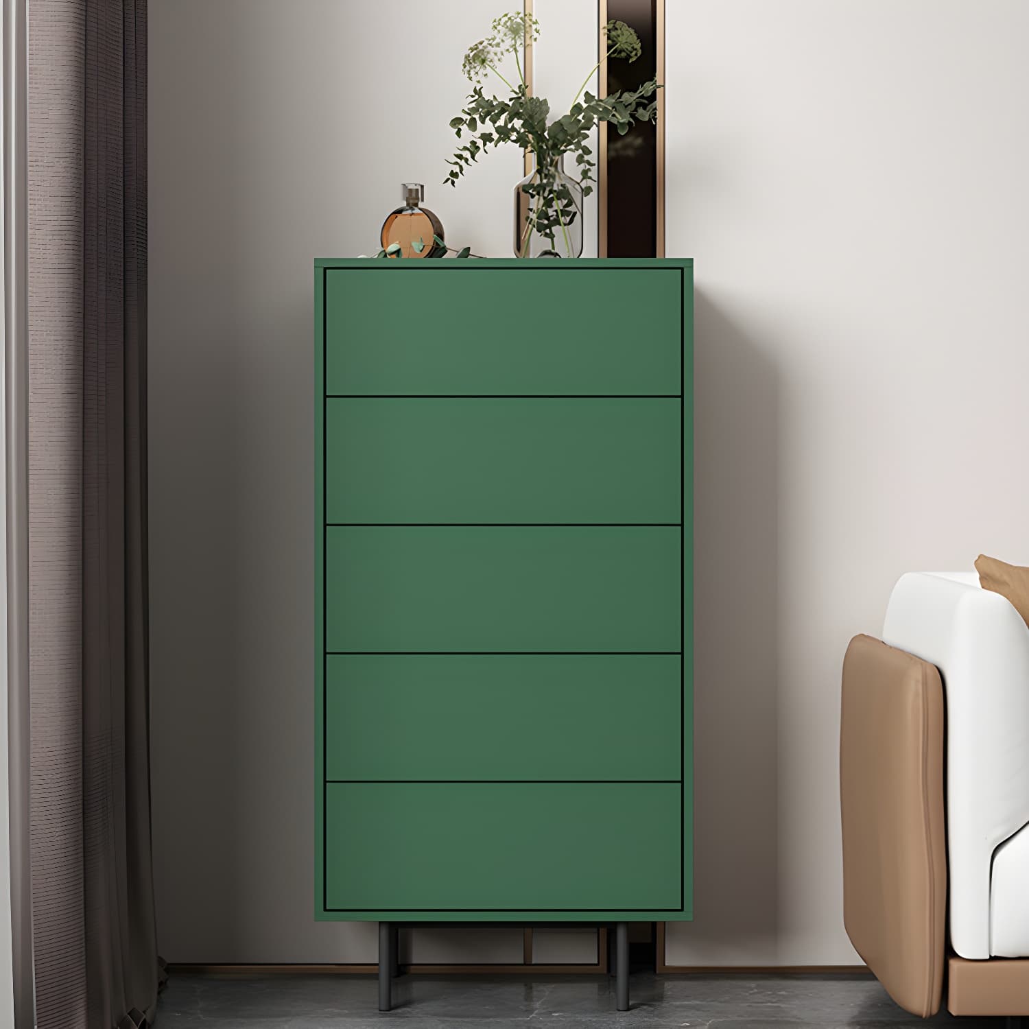 9.37"/47.24" Tall Wooden Chest, Rectangle Accent Chest with Drawers