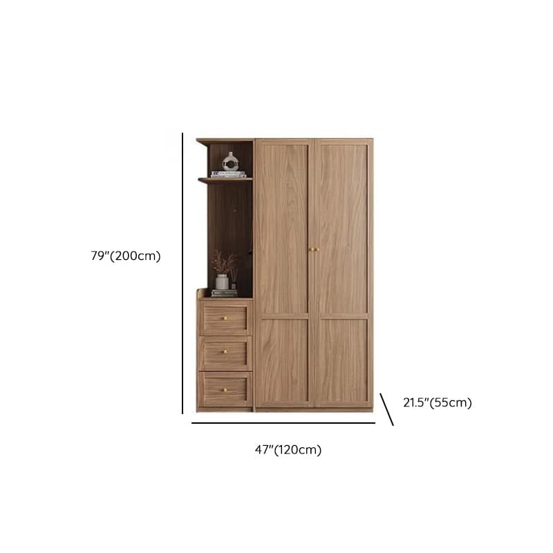 Minimalist Timber Sepia Cabinet Armoire with Interior Shelves & Clothing Rack & Soft Close Drawer & Soft Close Door - image 40