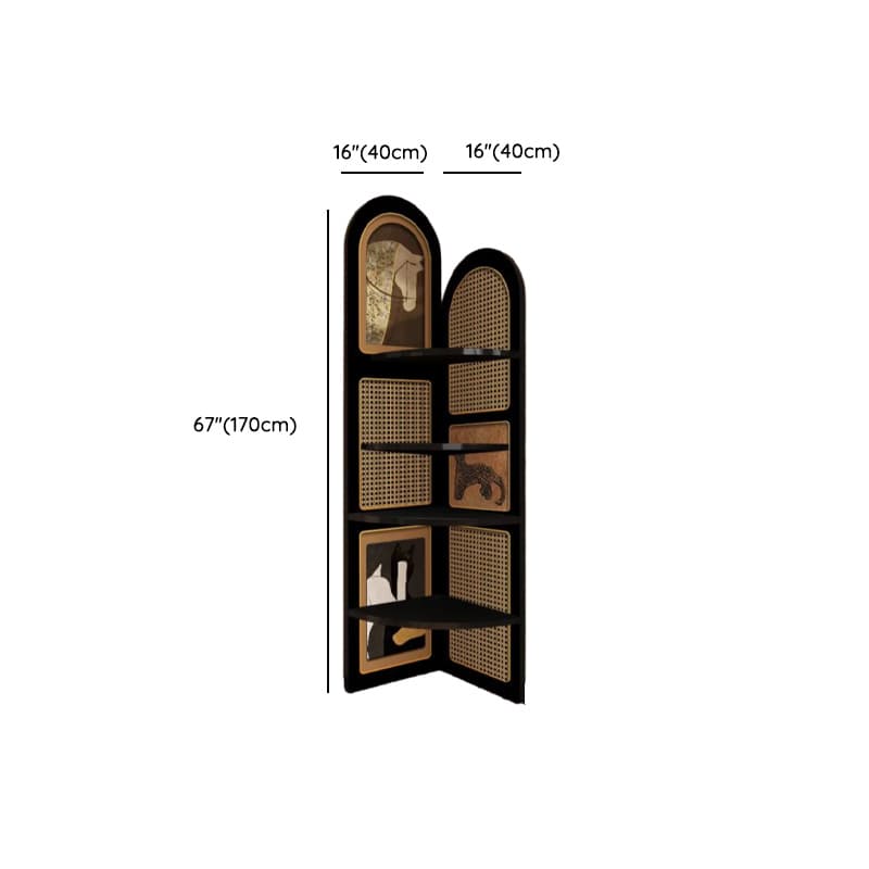 Modern Simple Style Nook Decorative Cabinet with 4 Exterior Shelves, Matte Black Laminate Top - image 15