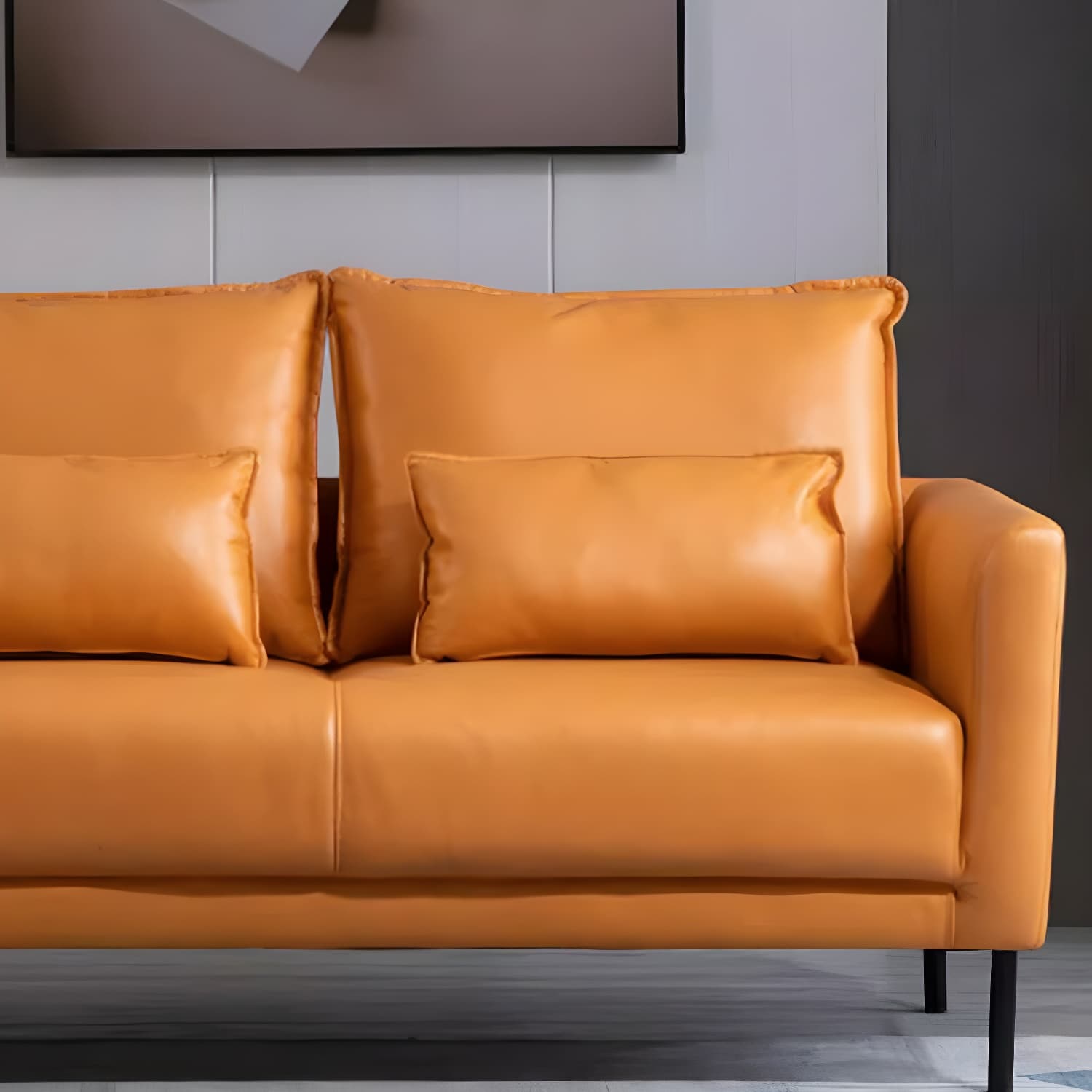 Scandinavian Faux Leather Seats 2 Loveseat with Tuxedo Arm and Stain Resistant Feature - image 17