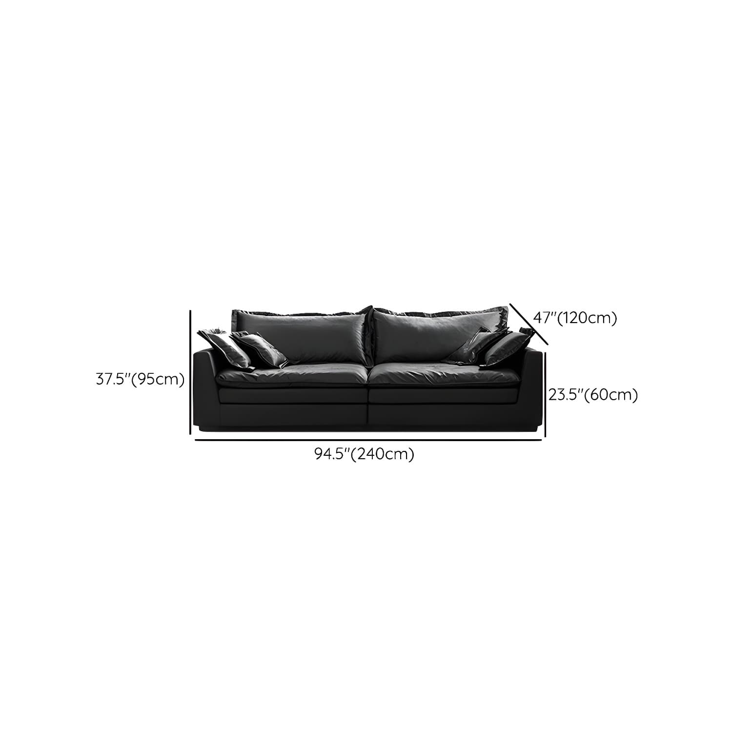 Modern Black Stationary Sectional Sofa with Wood Frame and Tech Cloth Upholstery - image 12