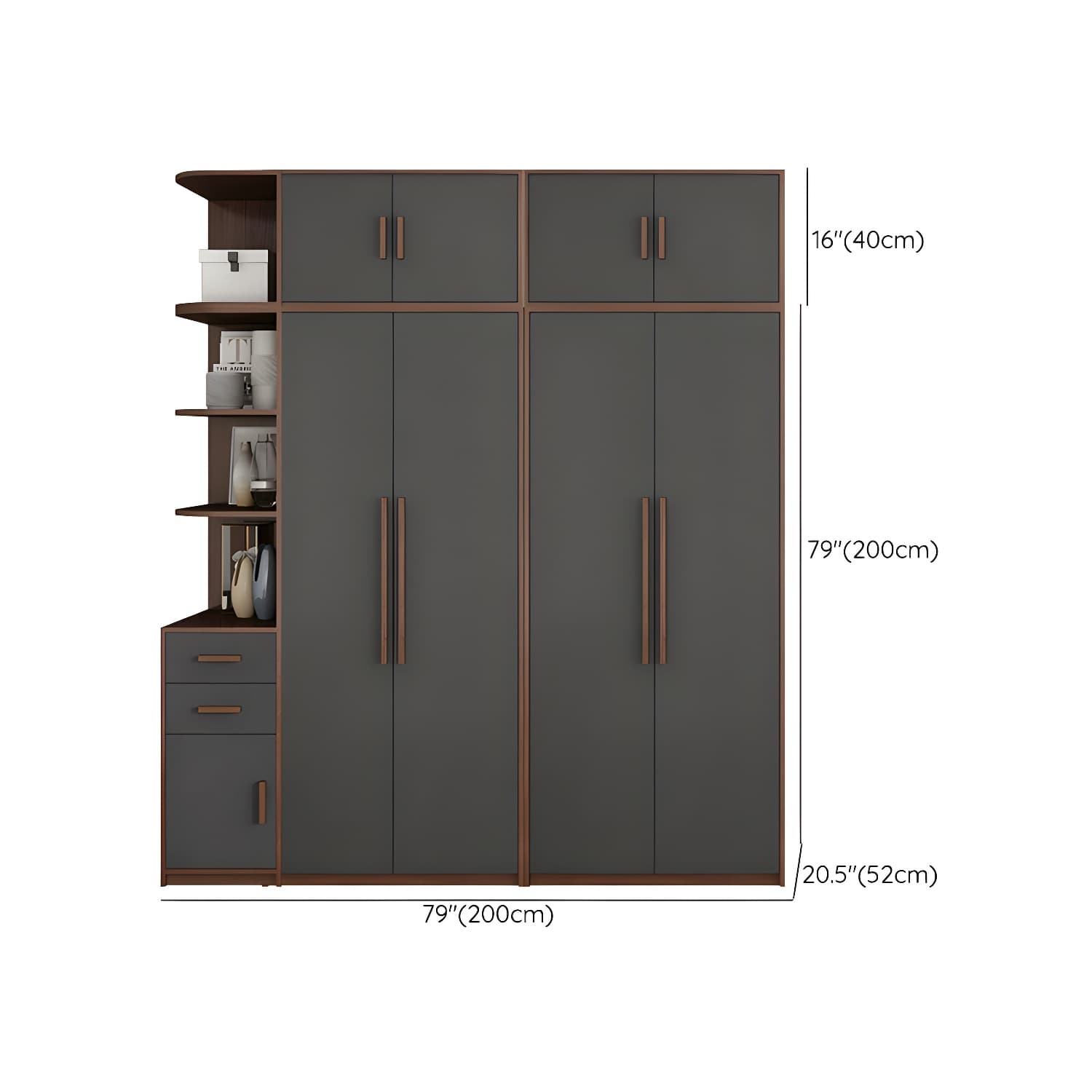Traditional Wood Wardrobe Armoire with Drawers, Shelves, and Clothing Rod - image 18