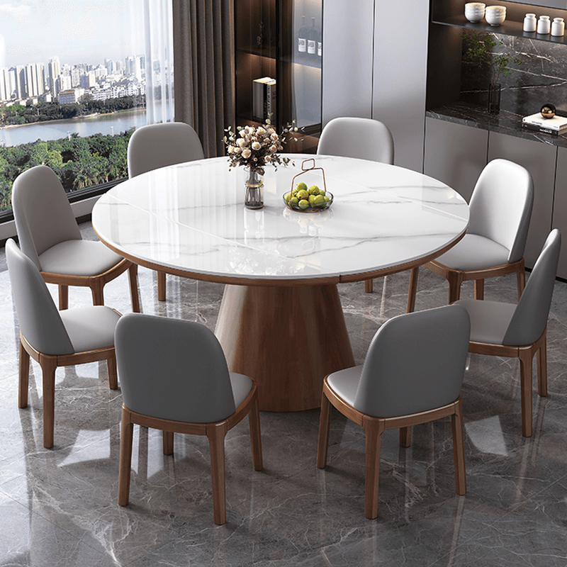 Dining Table Set with Slate Stone Top for 6 People/4 People, Featuring Variable-sized Adjustability