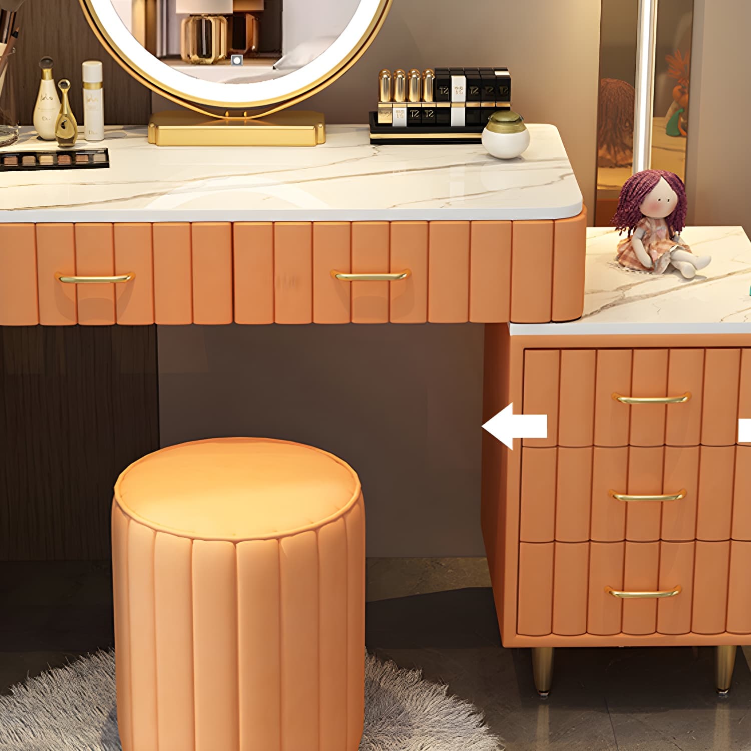 Wooden Makeup Vanity Storage Box Vanity Dressing Table for Bedroom - image 12