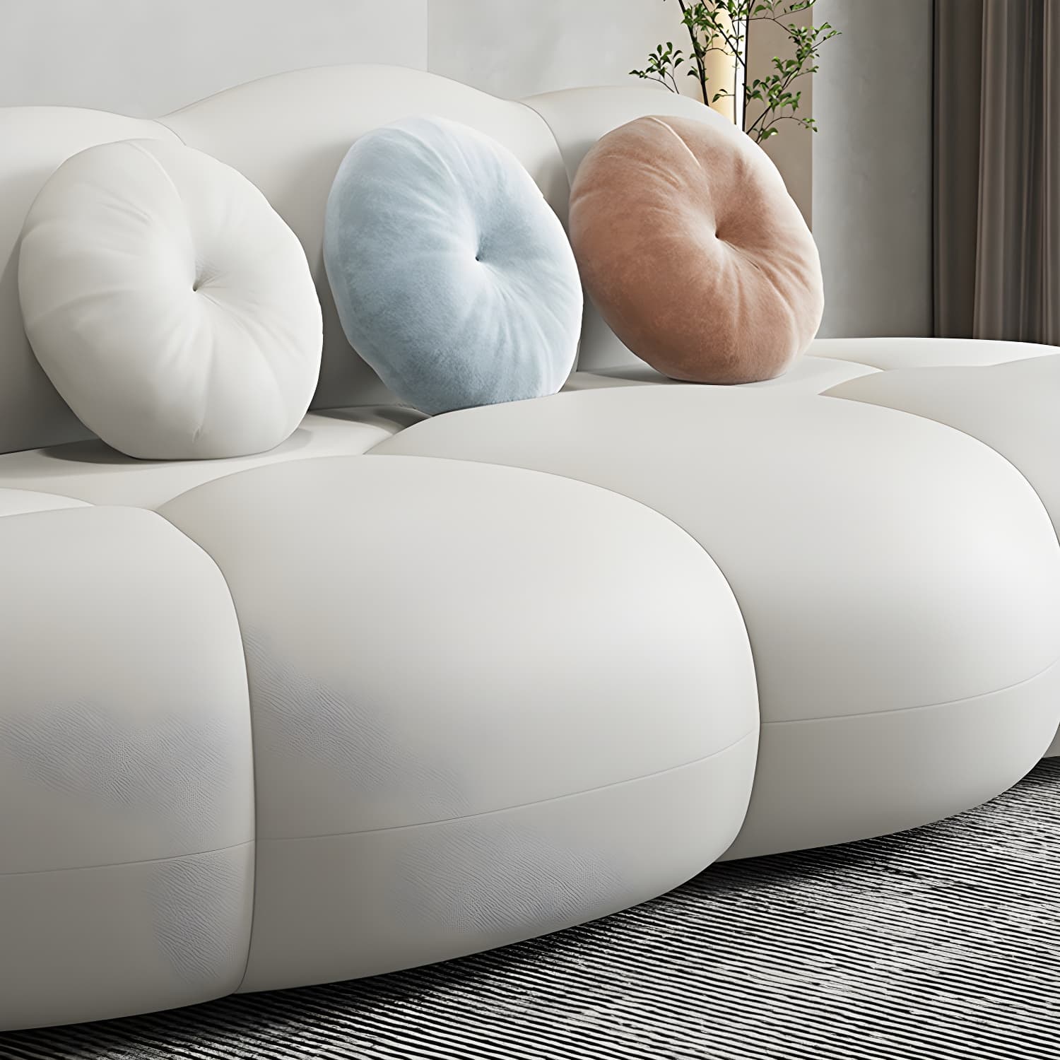 Contemporary Armless Wool Sofa with Tight Back and 3 Pillows - image 18