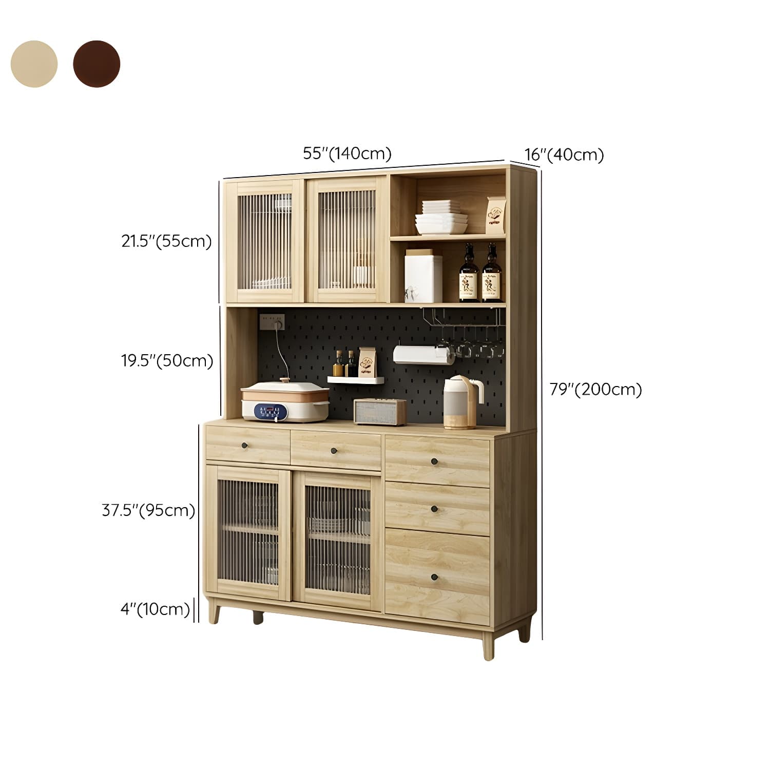 Contemporary Wood Buffet with Glass Doors and 3 Storage Drawers - image 20