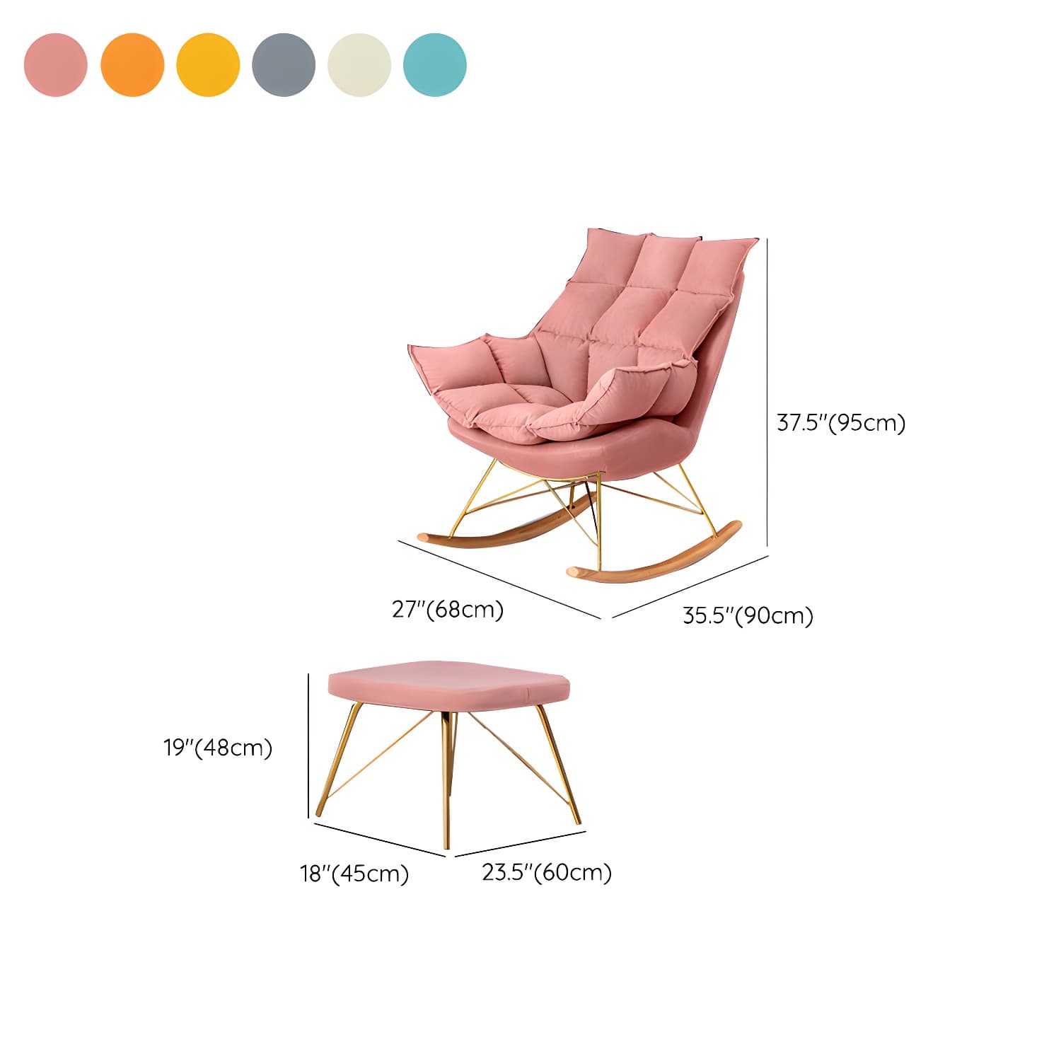 Rocking Accent Chair Upholstered Contemporary Living Room Spindle Tufted Cushions - image 20