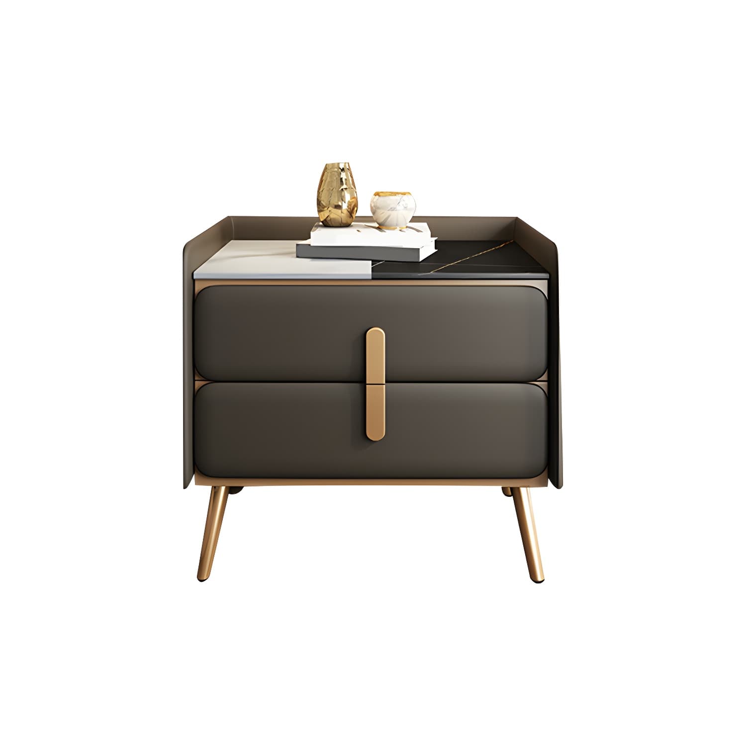 Modern Bedside Cabinet Stone Bed Nightstand with 2 Drawers for Living Room - image 19