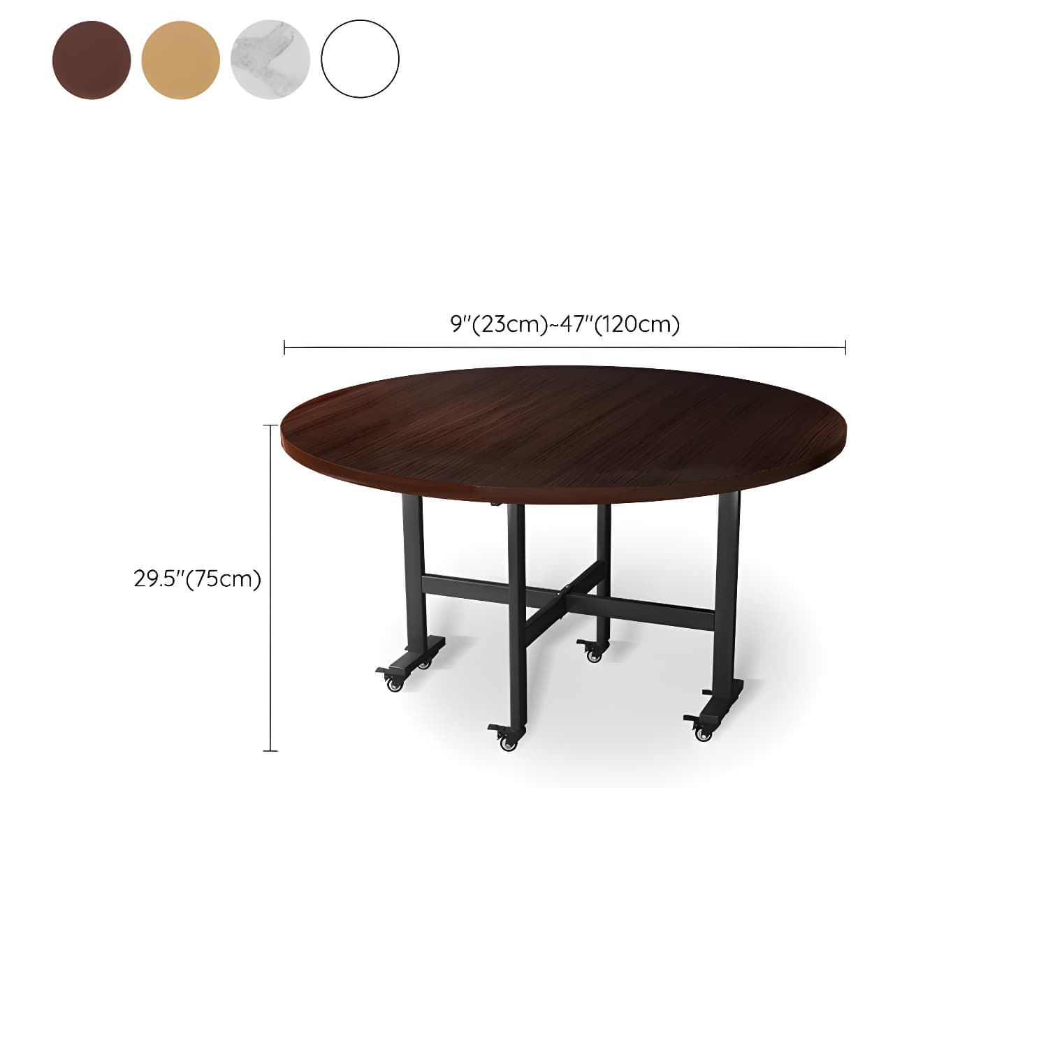 Modern Foldable Dining Table Round Wood Tabletop with Metal Legs - image 16