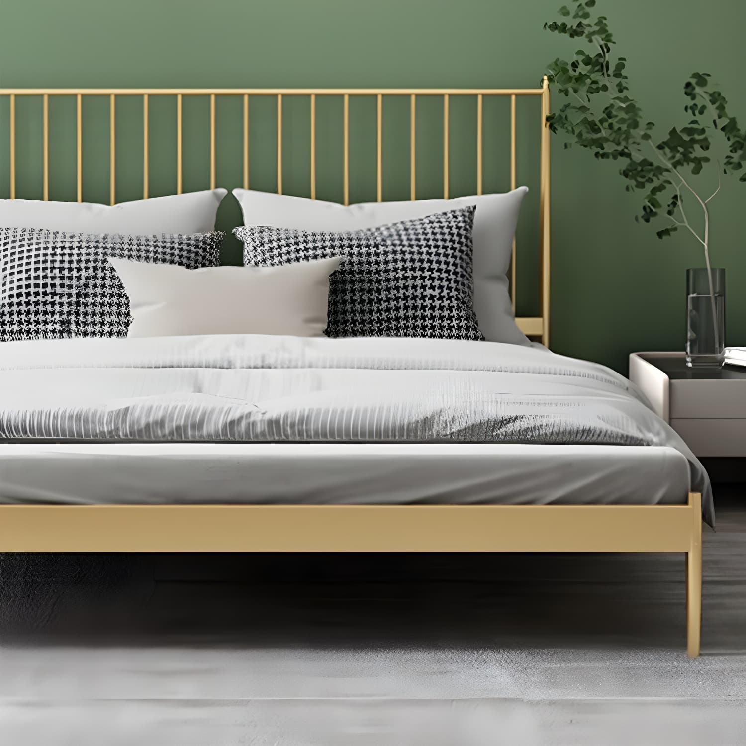 Modern Style Metal Material Includes Headboard Gold/white/black Bed - image 10