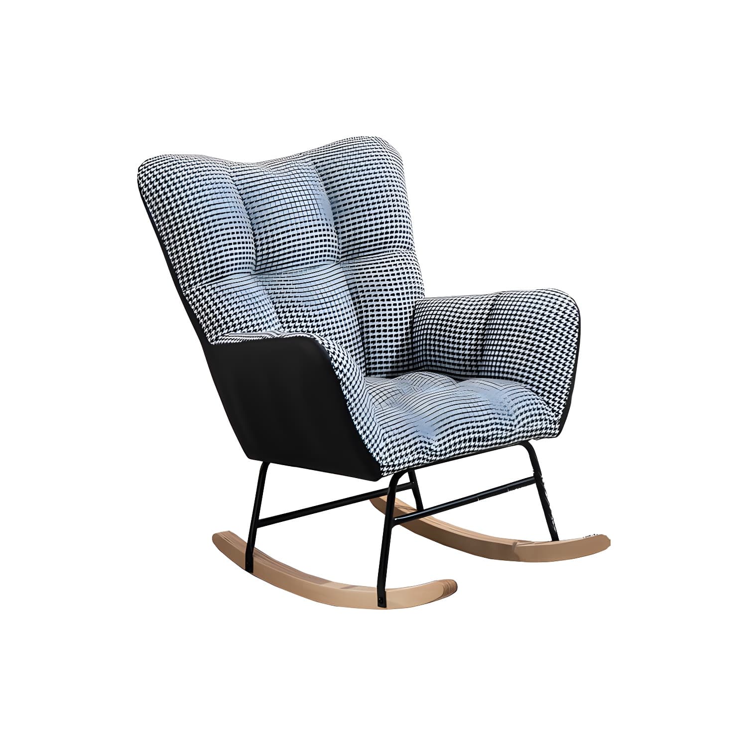 Fabric Rocking Chair Color Panel Contemporary Tufted Cushions Rocker Chair with Ottoman - image 15