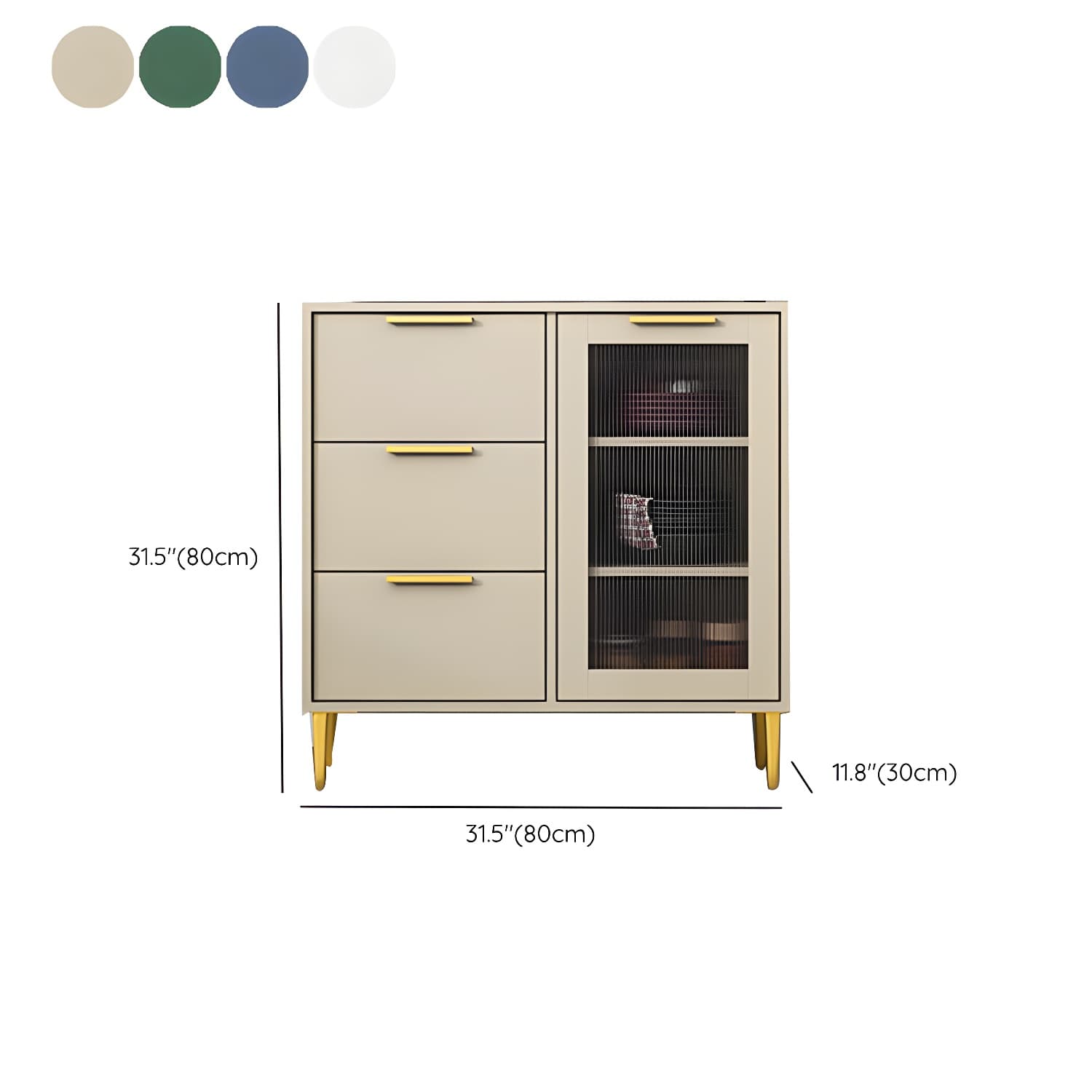Glam Engineered Wood Sideboard Glass Doors Sideboard with Gold Legs - image 15