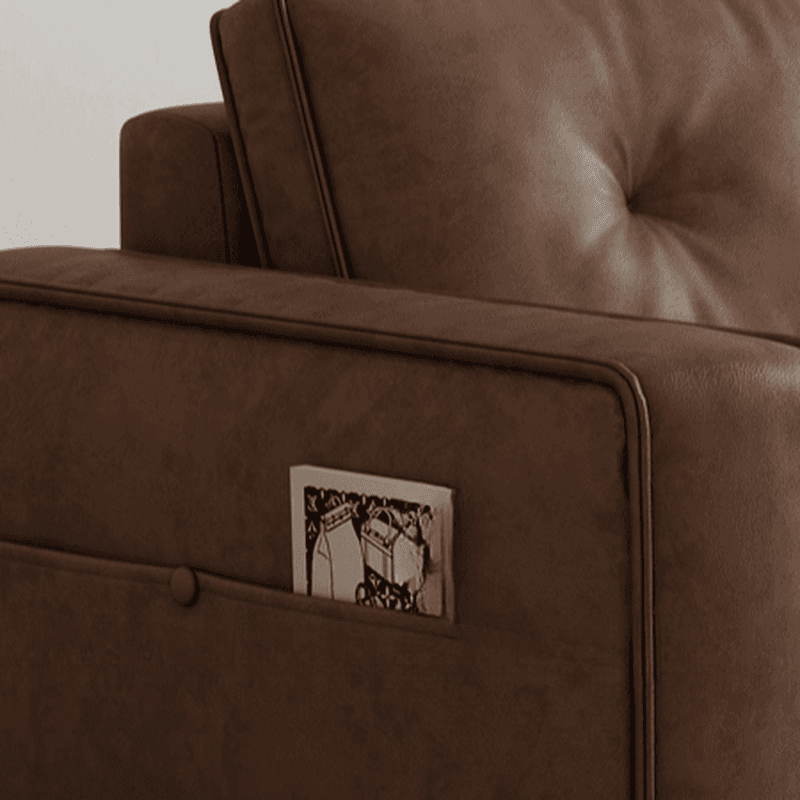 Mocha Pu Leather Convertible Sofa with Armrest for Drawing Room - image 9