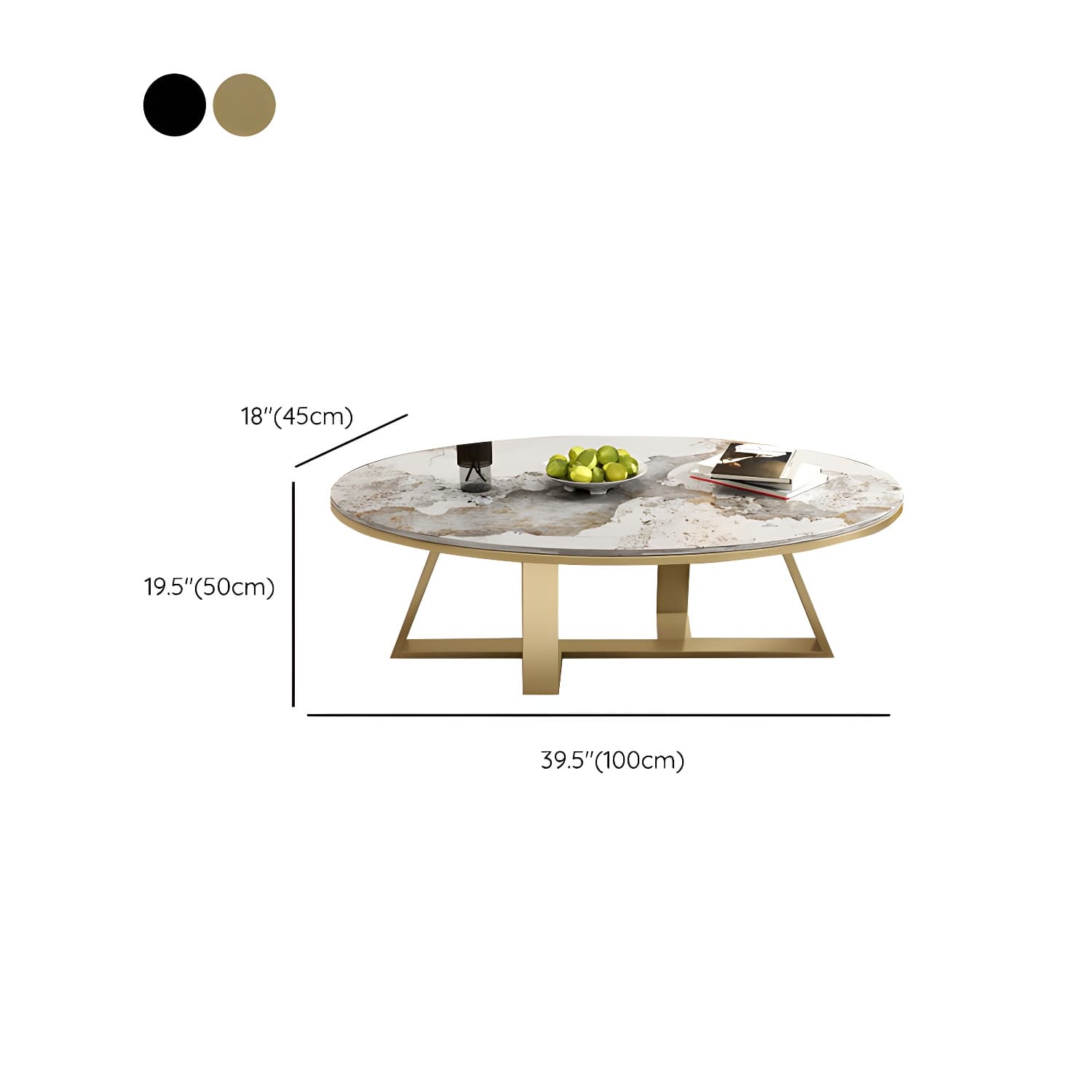 Metal Cross Legs Cocktail Table Luxurious Oval Stone Top Coffee Table - image 16