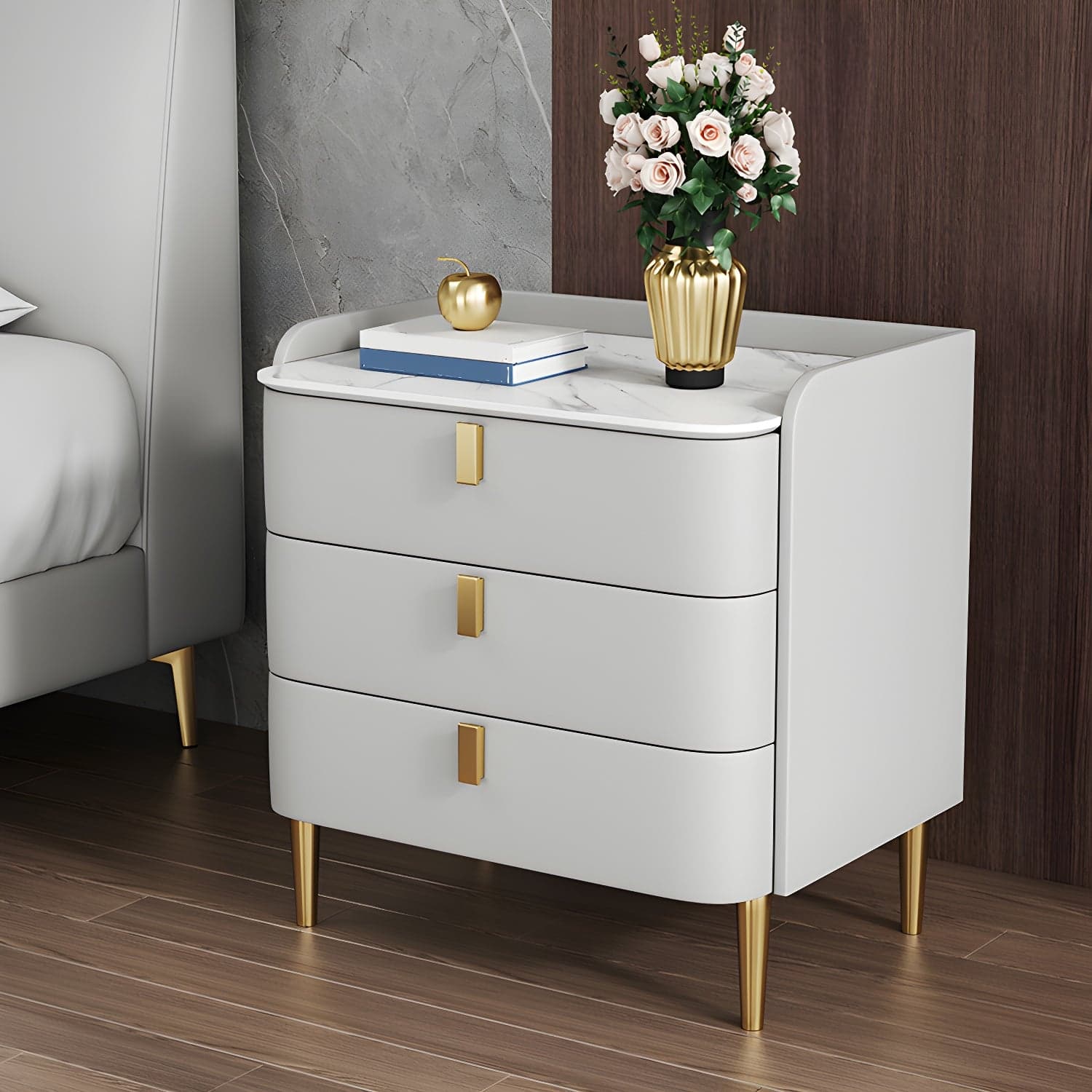Contemporary Drawer Storage Bed Nightstand Wooden Night Table for Bedroom - image 9