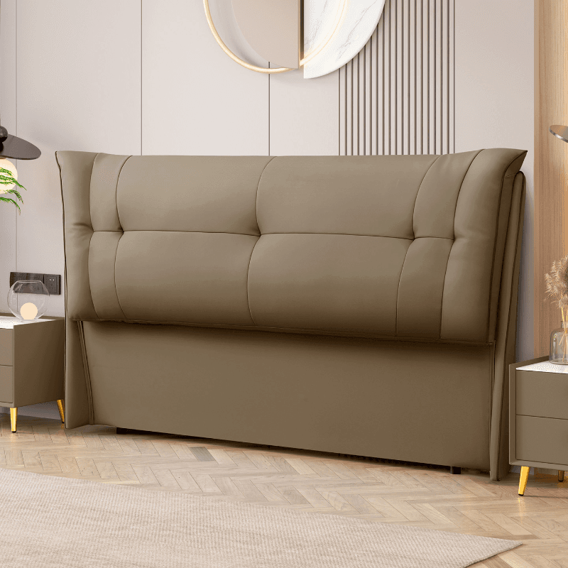 Modern Simple Style Wingback Headboard with No Distressing, Piled Tufted Rectangle Design for King/Full/Queen Bed, Featuring Sponge Upholstery and Standard Height