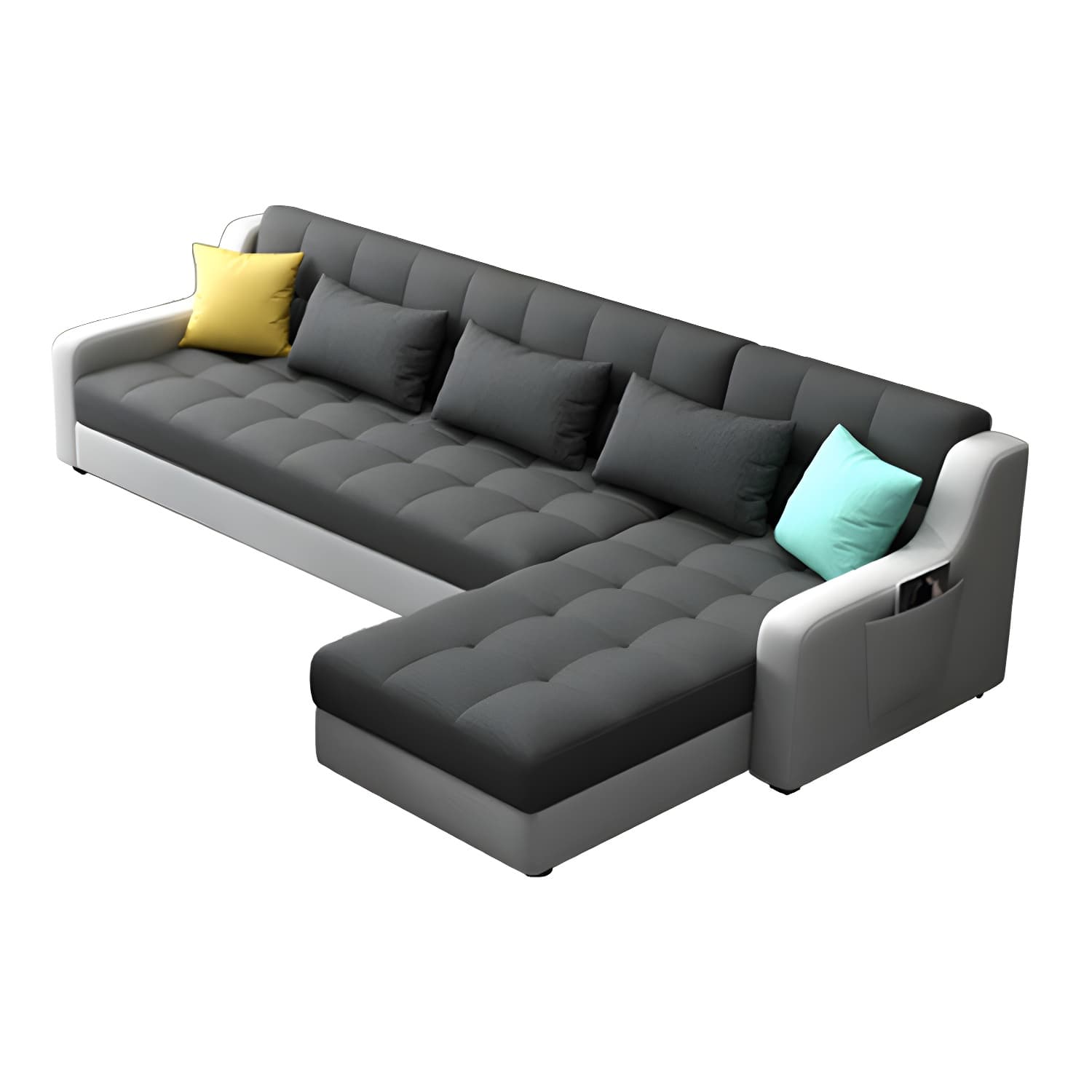 Modern Gray Linen Sleeper Sectional in Wood Frame without Nail Head Trim - image 5