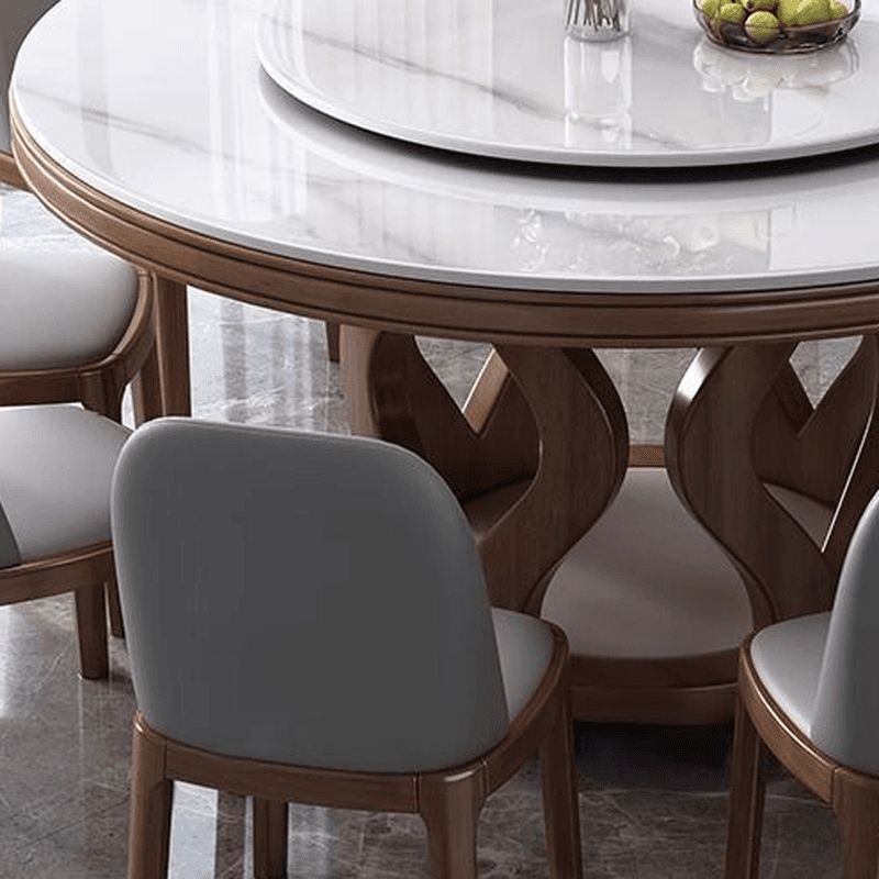 Dining Table Set in Minimalist Style with White Slate Top, Stump Base, Padded Chair, and Back - image 4