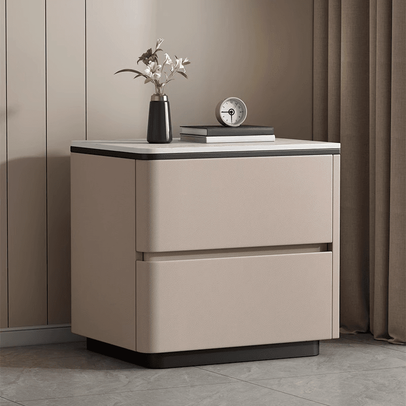 Organic Modern Nightstand With Drawer Organization, 2 Drawers, and Stone Countertop - image 3