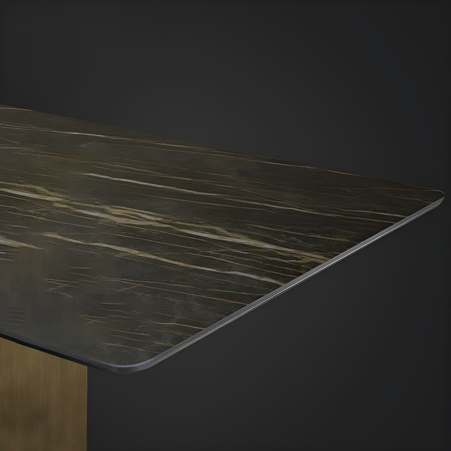 Sophisticated Modern Rectangle Stone Kitchen & Dining Table with Black Metal Trestle Base - image 11