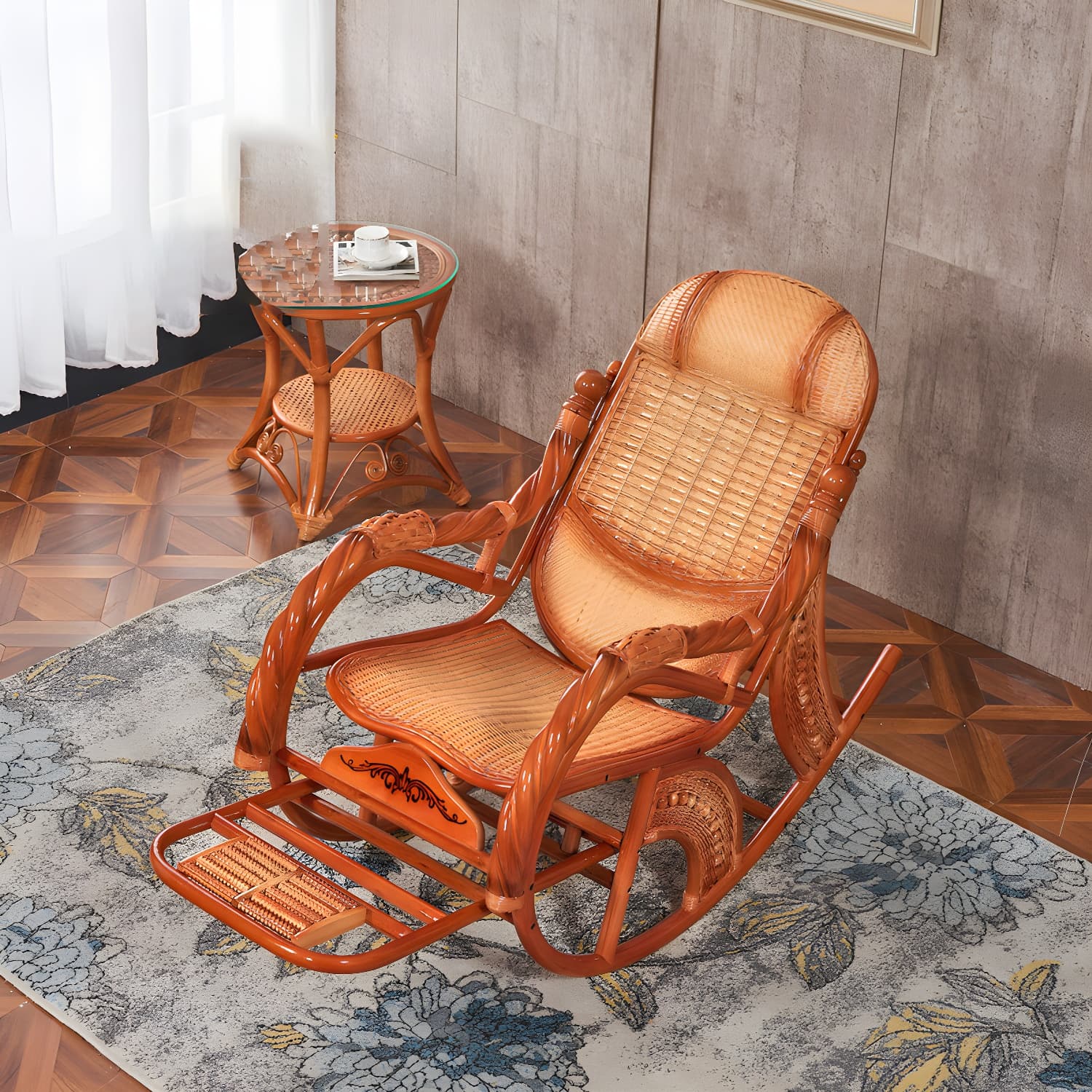 Mid Century Modern Recliner Chair Rattan/Wicker Recliner Chair for Living Room - image 6