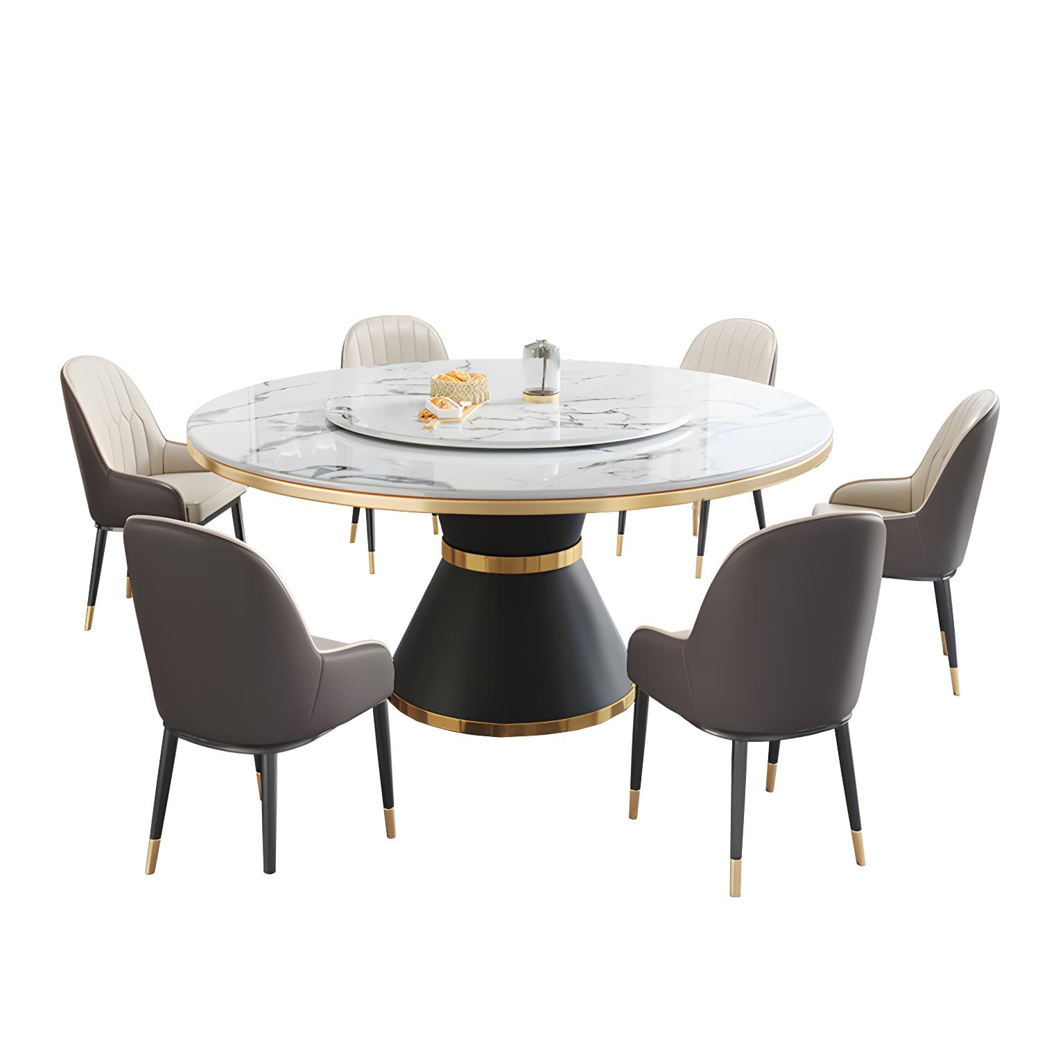 Modern Dining Set 1/5/7 Pcs Round Marble Dining Table and Upholstered Chairs - image 9