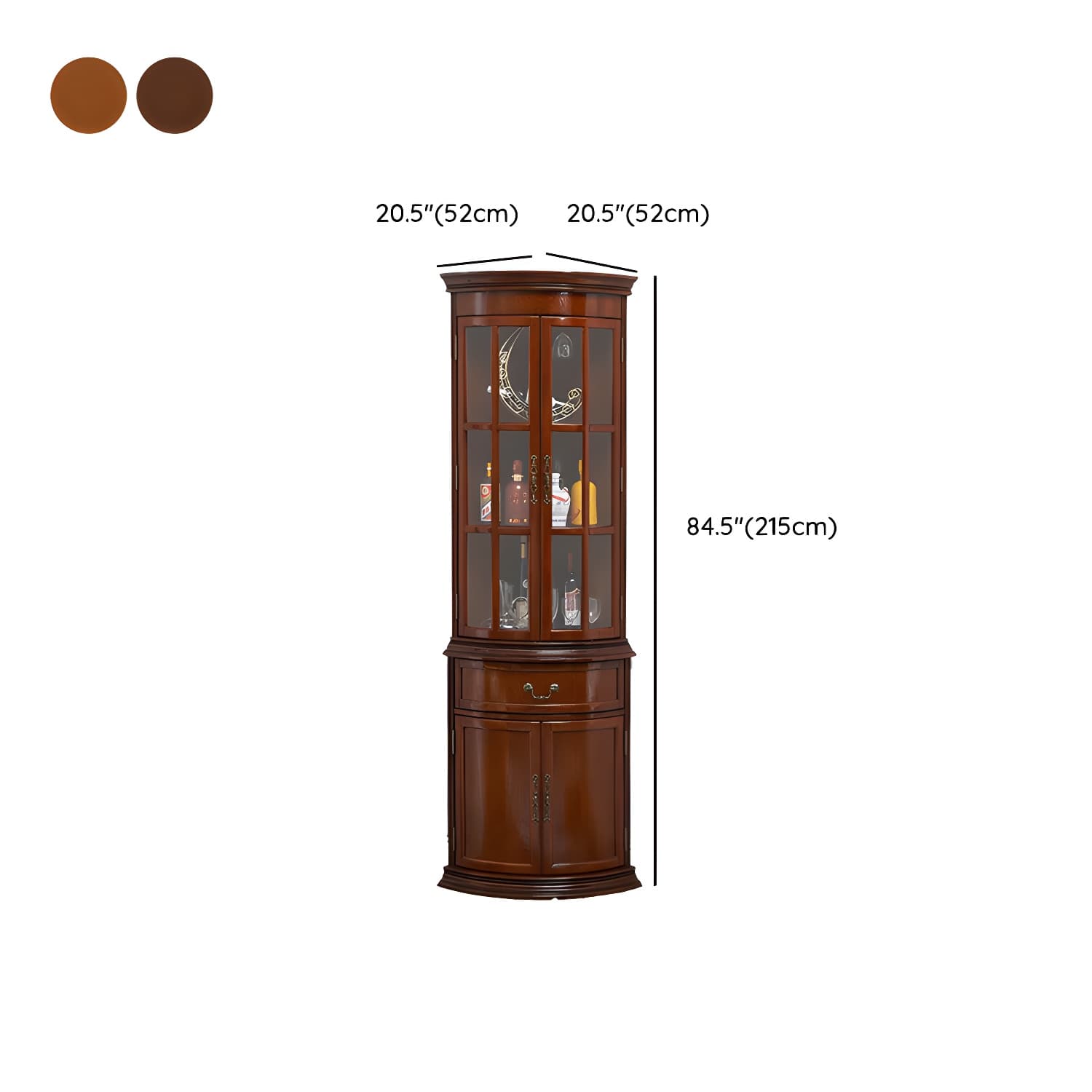 Corner Mid-Century Modern Accent Cabinet with Wood Countertop and Glass Doors - image 18