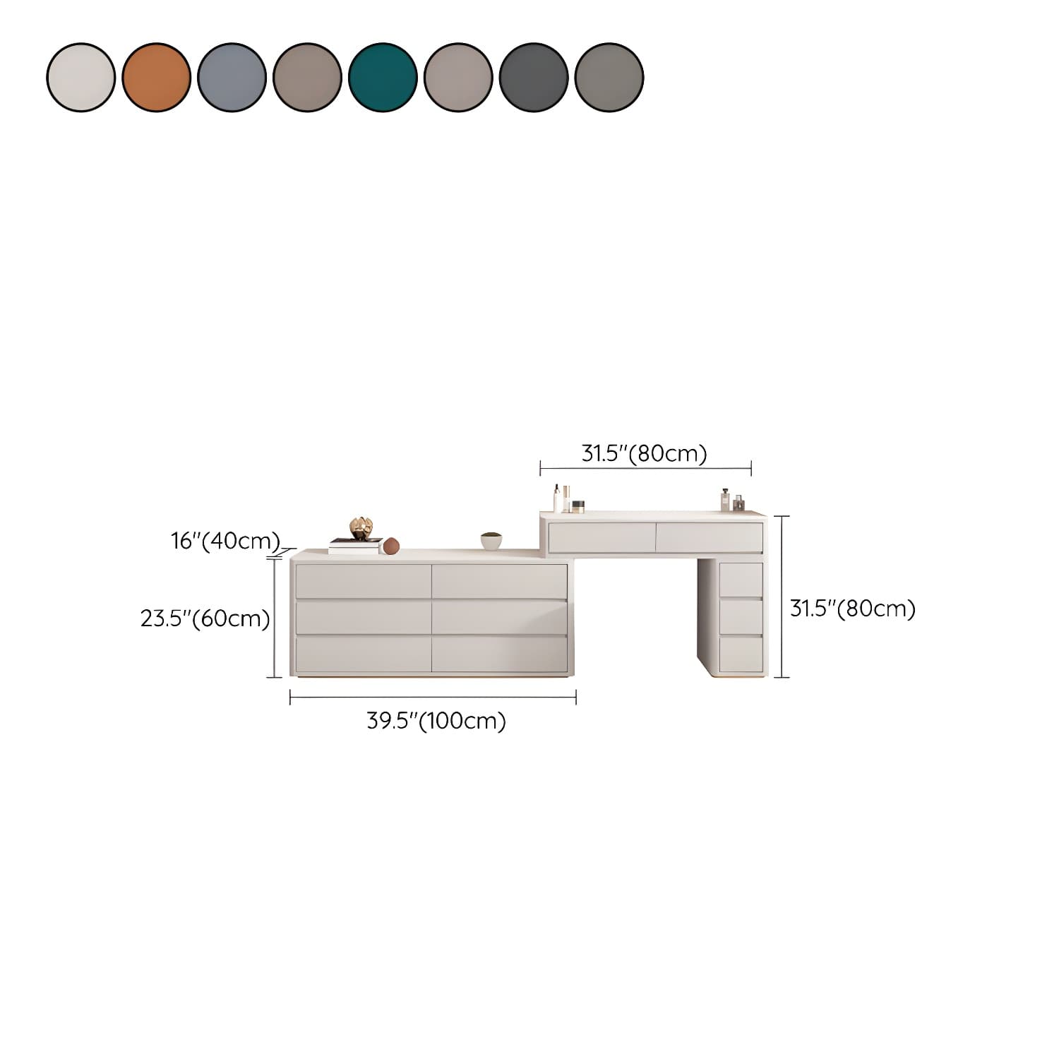 Large Wood Makeup Vanity with Stone Top and 11 Drawers - Organize Your Beauty Essentials - image 22