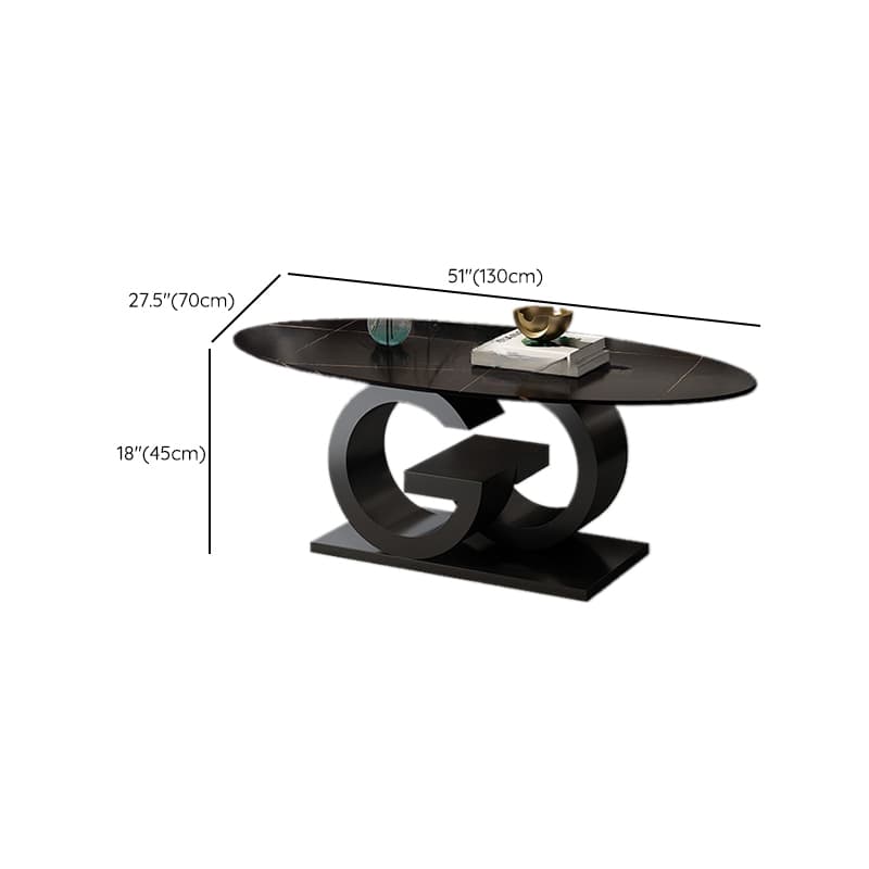 Contemporary Design Single Slate Oval Coffee Table with Abstract Base in Midnight Black/Gray/Chalk - image 23