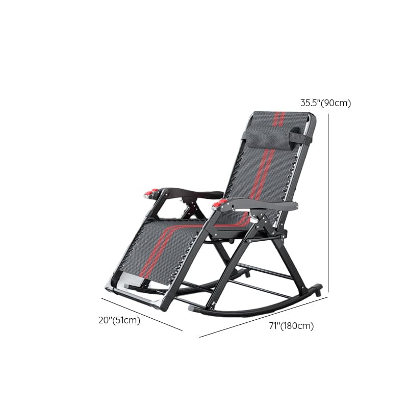 Black/Walnut/Eggplant Color Contemporary Alloy Rocking Armchair with Track Arm - image 17