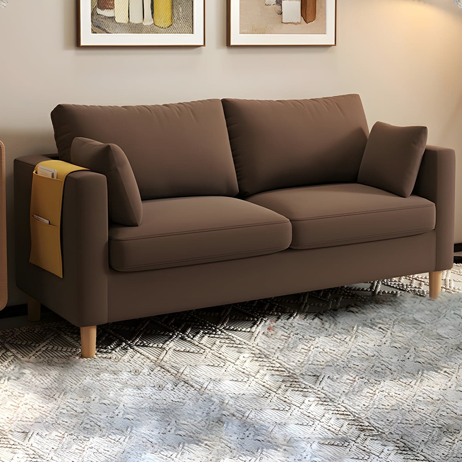 Contemporary Square Arm Loveseat with Machine Washable Cover and Pillows - image 7