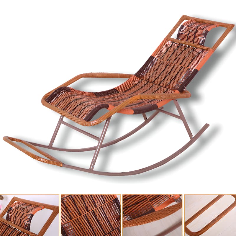 Ergonomic Wicker Front Porch Rocking Chairs with Rear Back, Stationary - image 27