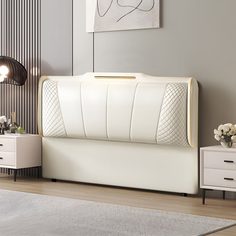 Simplistic Style Queen Wingback Headboard with Camelback Shape in Pine Wood, No Distressing, Featuring Sponge Upholstery and Standard Height