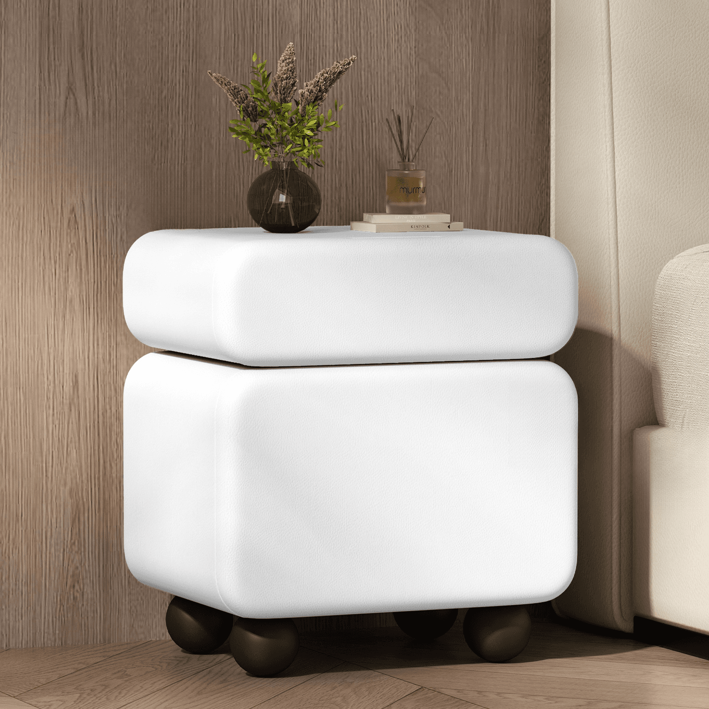Modish Nightstand With Drawer Organization Featuring 1 Drawer, 1 Cabinet, Right Orientation, and Lumber Countertop - image 9