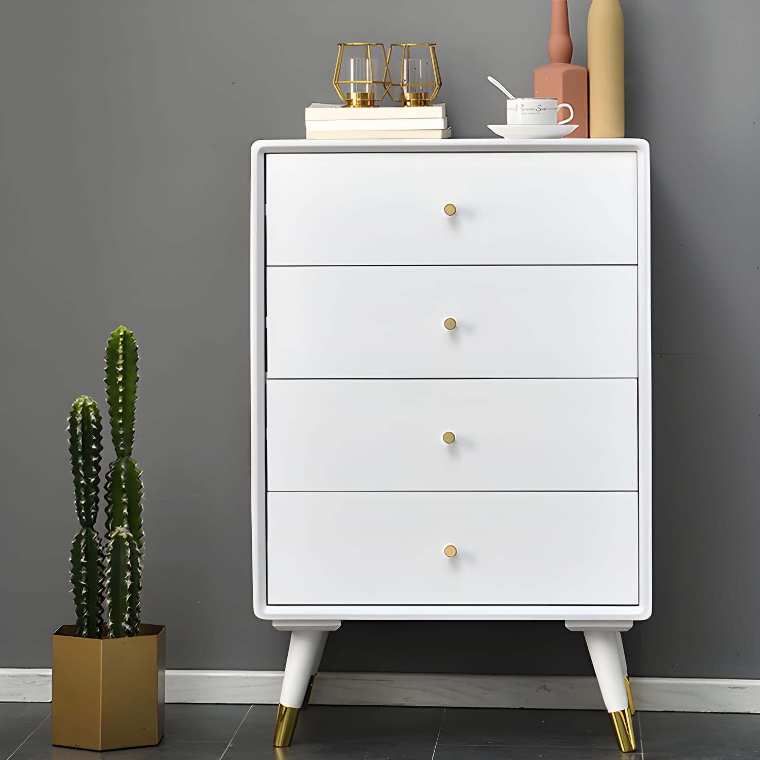Solid Wood Accent Chest Mid Century Drawers Included Cabinet - image 3