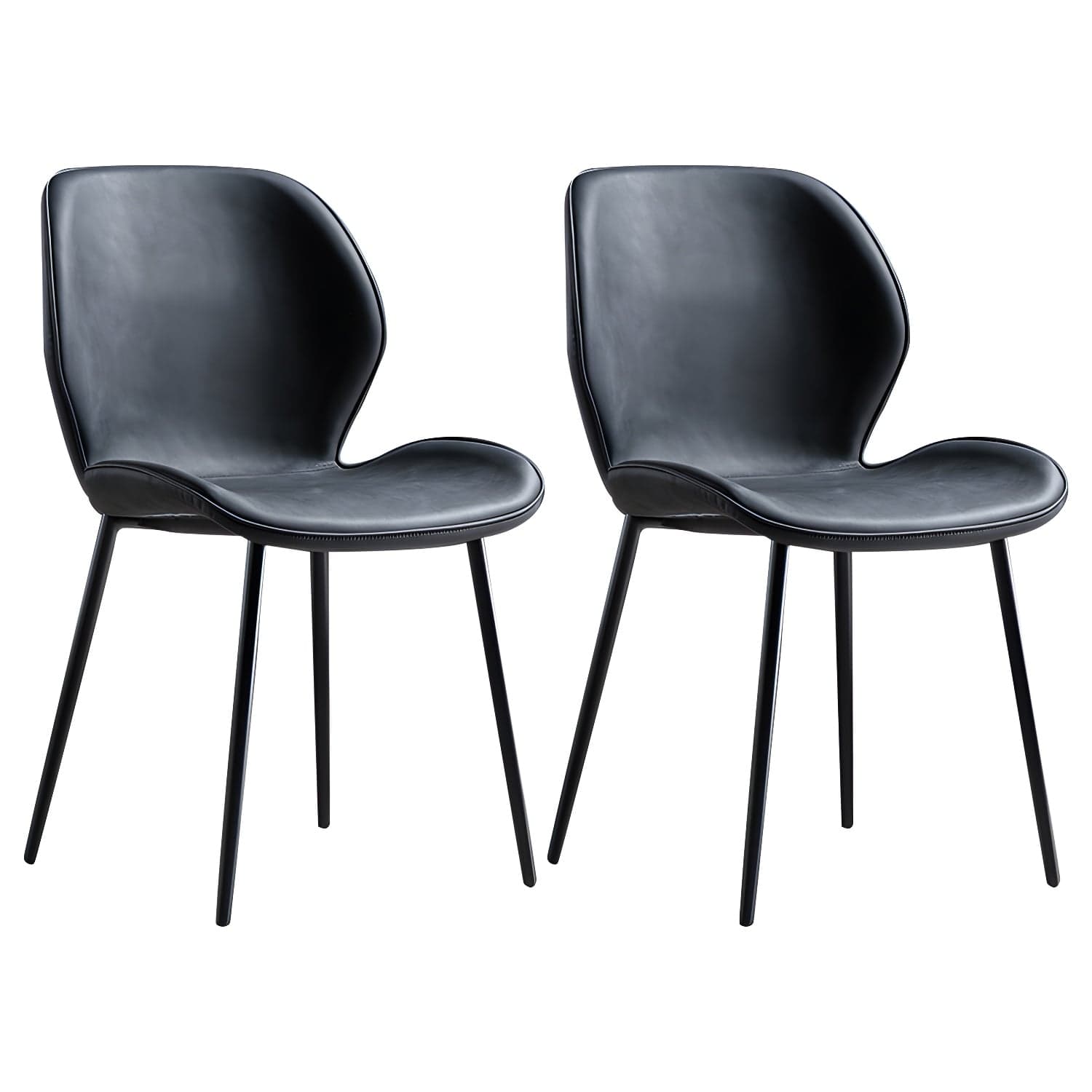 Scandinavian Leather Home Side Chair Matte Finish Wingback Dining Chair (Set of 2) - image 9