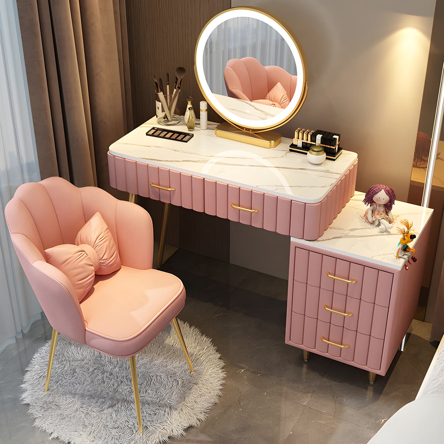 Wooden Makeup Vanity Storage Box Vanity Dressing Table for Bedroom - image 5