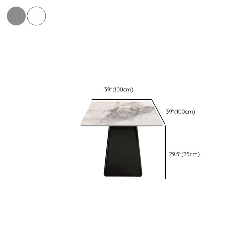 Square Dining Table Set with Stump Base, Enclosed Back, Fixed Table, Padded Chair, 5-piece - image 13