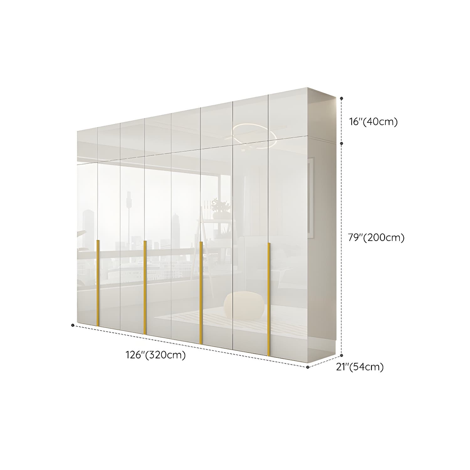 White Modern Style Wardrobe Cabinet Engineered Wood with Garment Rod - image 31