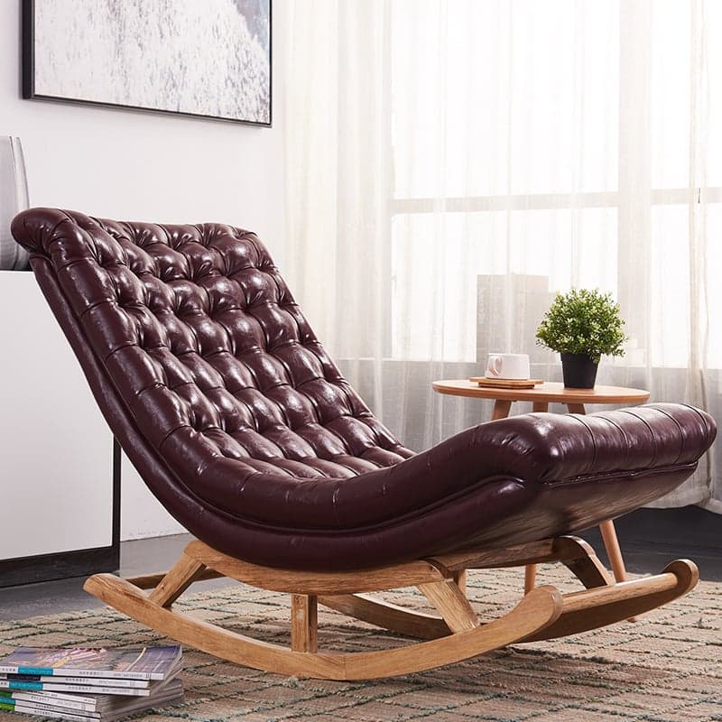 Stationary Ergonomic Rocking Chair with Rear & Ottoman, Green/Yellow/Coffee - image 9