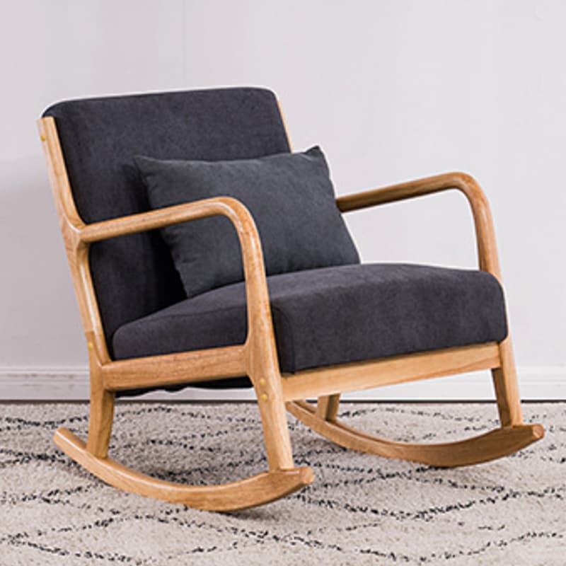Modern Upholstered Rocking Chair with Natural Wood Legs and Recessed Back Cushion - image 11