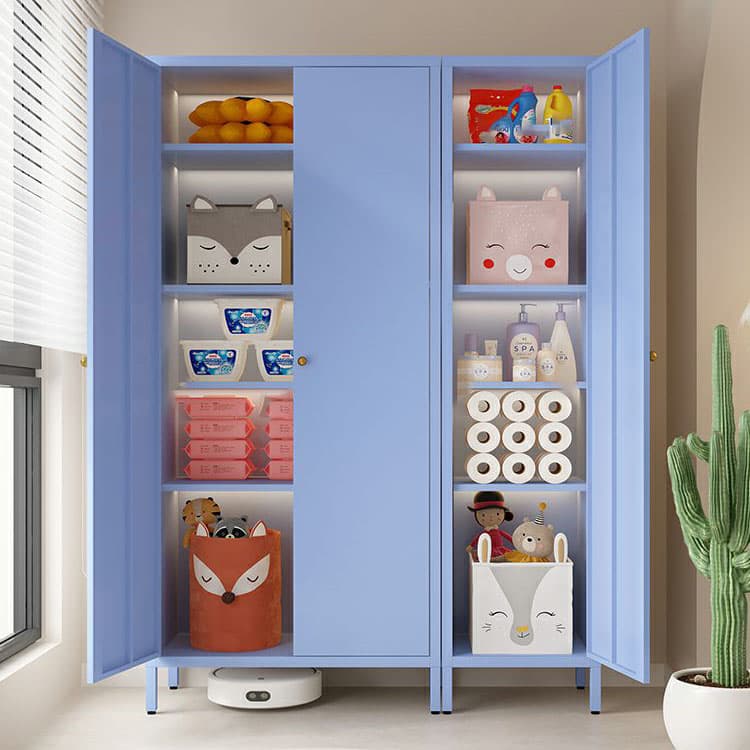 Modern Lacquered Finish Metal Accent Cabinet with 5 Cabinets and Adjustable Shelves - image 13
