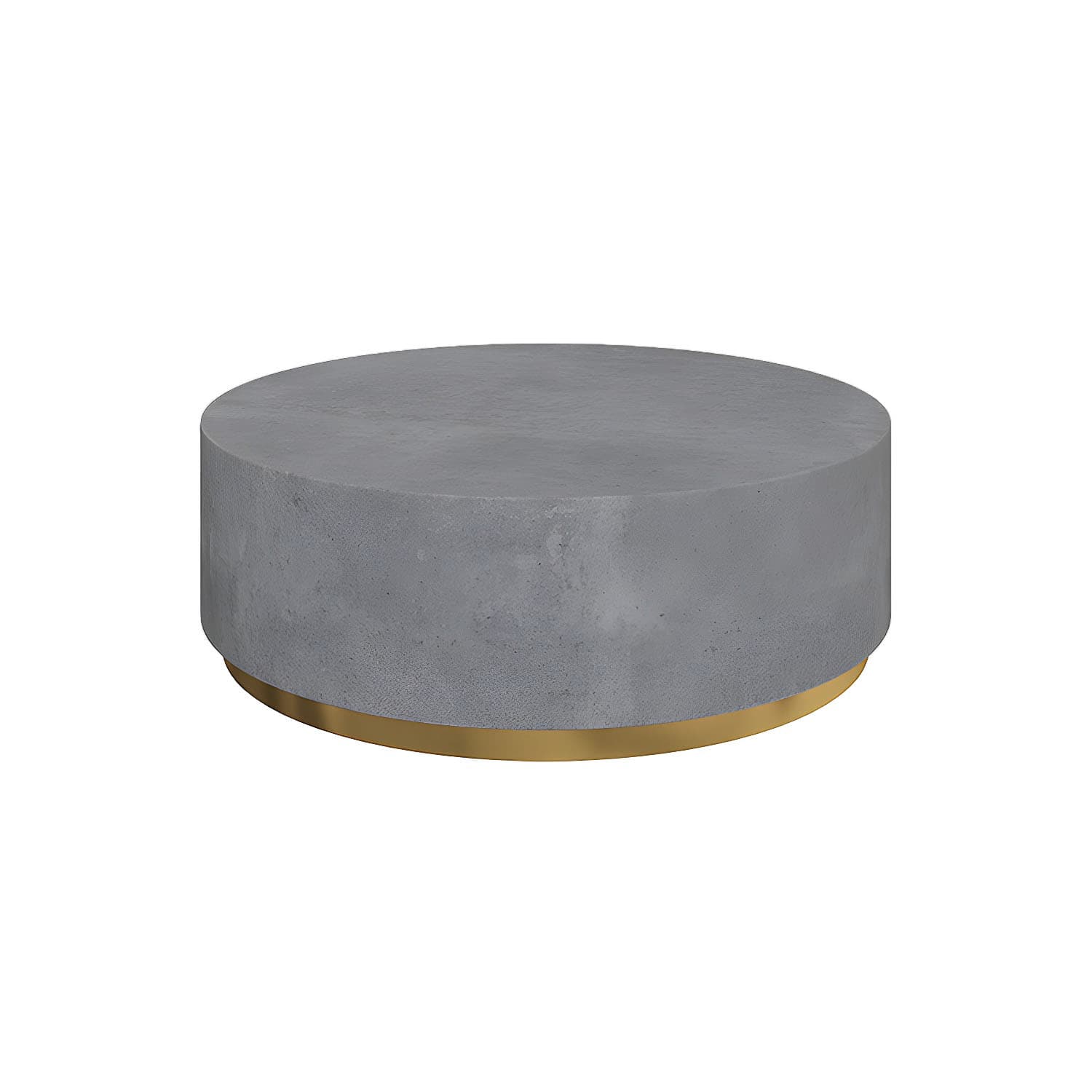Drum Base Design Black/grey Faux Concrete Top Metal Base Round Coffee Table - image 13