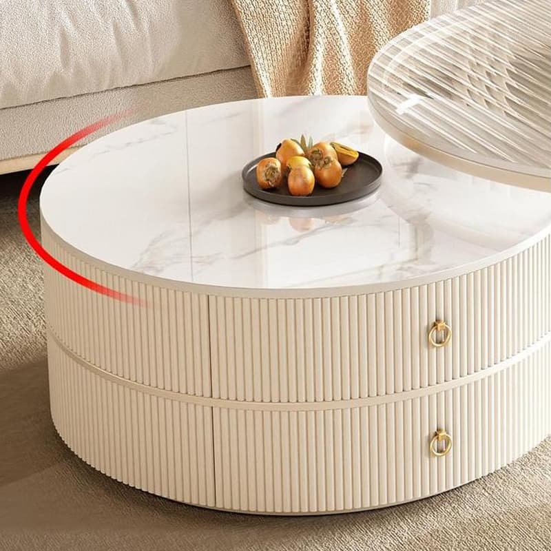 Steel Frame 2-Set Nesting Coffee Tables with Storage Drawers Glam Style Round Tables Standard Size - image 10